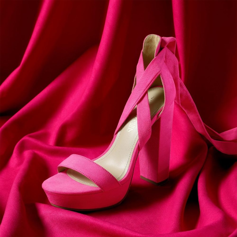 High Heels Chunky Block Platform Hot Pink for Women Strappy Dressy Pumps Sandals - Picture 8 of 8